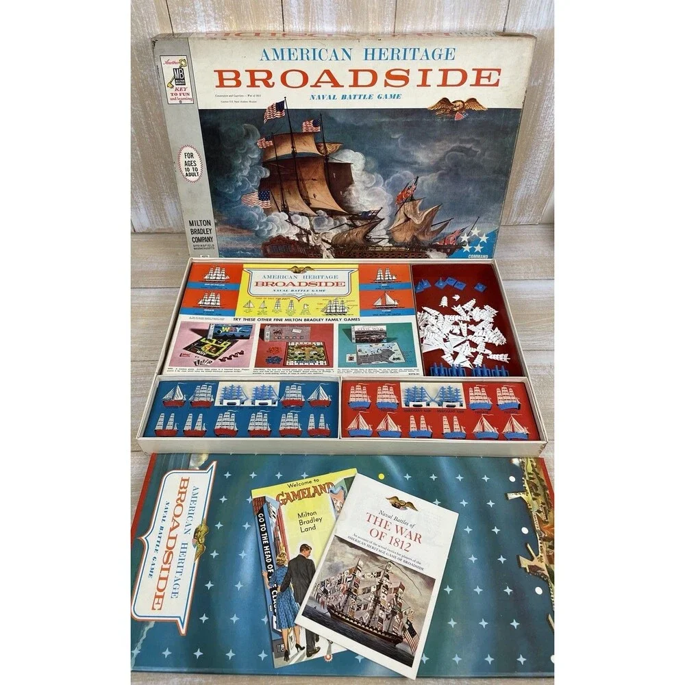 American Heritage Broadside Naval Battle Board Game #4270 MB 1962 Complete